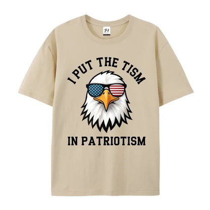 Put The Tism In Patriotism Athletic Eagle T-Shirt Unisex for Daily Wear 2026Funny Christmas Novelty Men's T-Shirt Summer Trendy Streetwear Fashion Top Quality Comfortable Casual Printed T-shirt Pure Cotton