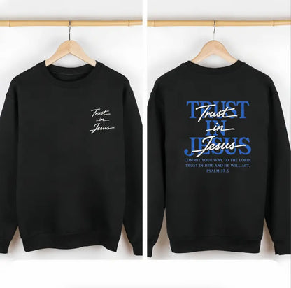 Christian Oversized Tee, "Trust in Jesus" Psalm 37:5 Bible Verse Design, Faith-Based Gift for Men & Women