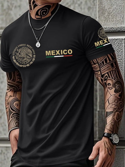 Men’s heavyweight summer loose-fit cotton short-sleeve T-shirt with Mexican-themed print. Trendy, fashionable casual athletic top for men—perfect for summer outfits; a great gift for a boyfriend or brother; suitable for streetwear, commuting, outdoor acti