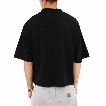 Cropped Oversized Heavyweight Tee Menswear 100% Cotton 7 Oz Classic Fit Made In USA Raw Cropped Bottom