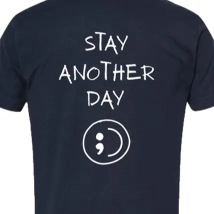 Stay Another Day Men's Graphic Cotton T-Shirt, Casual Streetwear Crewneck with Minimalist Style for Mental Health Awareness